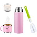 Miniatyrbild 2 av 4: Termosflaska 410ML, Återanvändbar Resemugg Kaffekopp med Lock Isolerad Vattenflaska (410ML/ 13.87OZ, Rosa)