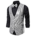 Miniatyrbillede 2 af 5: Stilfuld Mænds Sequin Casual Vest XXL Sølv