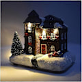 Miniatyrbillede 2 af 5: Juledekorationer Sne Hus Vinterlandsby Med LED Lys, AAA Batteridrevet Julelandskabsdekoration Ornament 1 stk. sort