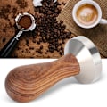 Miniatyrbilde 4 av 8: 51mm rustfritt stål kaffepulverpresser med trehåndtak for hjemmebruk