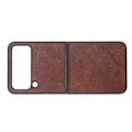 Miniatyrbild 3 av 8: Fällbar skärm mobiltelefonfodral läder fällbar skärm telefonfodral skydd för Samsung Galaxy Z FLIP 4 brun