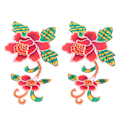 Miniatyrbillede 1 af 8: 2 stk. patches syning håndsømning dekorative DIY fremstilling bomuld broderet blomstermønster patch til scrapbooking rød