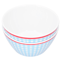 Miniatyrbillede 7 af 8: 4 stk. 6 tommer salatskål middagsserveringsskålsæt køkken imitation porcelæn middagsstel lyseblå gitter