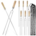 Miniatyrbilde 2 av 3: 8 stk Grillspyd i rustfritt stål med trehåndtak BBQ Gaffel Kabob-pinner med snorpose for grilling