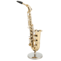 Miniatyrbild 7 av 8: Mini altsaxofon prydnadsdekoration Handgjord miniatyrsaxofon med stativ Tiny altsaxofon dockhus 16 cm