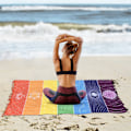 Miniatyrbilde 7 av 7: Regnbue strandhåndkle Multifarget tyrkisk badehåndkle Fargerik polyester yogamatte
