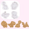 Miniatyrbillede 6 af 8: 4 stk. bageform sikker nem afstøbning varmebestandig dinosaur form fondant kageforme til kiks chokolader slik