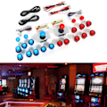 Miniatyrbilde 6 av 8: DIY Arcade Joystick Kit USB Chip Controller 5V med belyste trykknapper uten forsinkelse (rød blå)