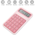 Miniatyrbillede 2 af 5: Bordregner, 12-cifret stort display batteri LCD-display kontorregner - Pink