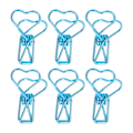 Miniatyrbillede 4 af 8: 100 stk. Binder Clips Søde Tegneserie Hjerte Form Metal Udhulede Lange Hale Clips Papirklemmer Kontorartikler Blå