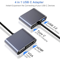 Pikkukuva 2 / 5: Usb C - Vga Hdmi -sovitin, 4 in 1 Type C -keskitin Vga Hdmi 4k Uhd:hen 87 W:n Pd-latausportilla + Usb 3.0 -portti Yhteensopiva - harmaa