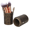 Miniatyrbillede 3 af 8: Bærbar PU læder makeup børste kop rørholder rejse kosmetik container værktøj Bronze