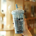 Miniatyrbilde 2 av 5: Dobbel Straw Tumbler, 420ml, med lokk & sugerør, gjenbrukbar vannflaske (blå)