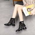 Miniatyrbilde 4 av 5: Mesh Hollow Chunky Heel Ankle Boots Kvinners Mote Sandaler40 SVART