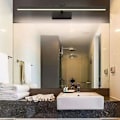 Miniatyrbillede 3 af 5: Moderne sort LED-badeværelsesspejlys - 50 cm, 12 W, IP44 vandtæt, 180° roterbar, varm hvid 3000K