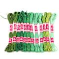 Miniatyrbillede 1 af 8: 12 stk. broderigarn i gradient, lyse farver, polyestertråd til broderielskere, gruppehåndværk (grøn serie)
