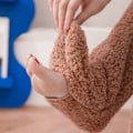 Miniatyrbillede 4 af 5: 1 par plysj tøffelsokker, lange benvarmere til kvinder og mænd, over knæhøje fuzzy sokker vinter hjemmesko sokker (blå)
