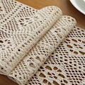 Miniatyrbillede 4 af 4: Bordløber Boho, 24x220CM Boho dekoration, bordløber beige med kvaster, til dekoration Boho, bryllup, brudebad, spisebord replika
