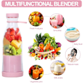 Miniatyrbillede 4 af 5: Smoothie Maker, 380ml Genopladelig USB Bærbar Smoothie Blender til Shakes Juice Smoothies, Elektrisk Juice Flaske (Pink)
