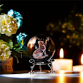 Miniatyrbillede 3 af 5: Hvid krystalstatue med kat og sommerfugl - Dekoration til hjemmet