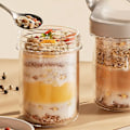 Miniatyrbilde 5 av 5: Overnattingsgrøtkopp, 430 ml müsli frokostkopp, yoghurtkopp med skje, müsli frokostkopp, müsli frokostkopp, grå
