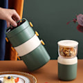 Miniatyrbild 5 av 5: Müslikopp takeaway-mugg, 300+400ml lunchlåda, yoghurtkopp med sked, läckagesäker soppbehållare (grön)