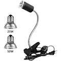 Miniatyrbillede 2 af 4: 2 UVA UVB 25W og 50W pærer, krybdyrlampe opvarmet skildpaddelampe med 360° roterende lang base til krybdyr og padder