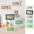 Miniatyrbillede 4 af 4: Indendørs digital LCD-bordur med termometer- og hygrometerfunktion, tyndt vægur, bordur, enkelt design