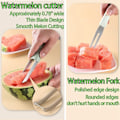 Miniatyrbilde 3 av 5: 2 stk 3-i-1 vannmelon gaffelskjærer, rustfritt stål skjærer, melon skjærer, portabilitet, fruktgaffel for camping, kjøkkenhjelper, grønn