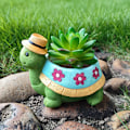 Miniatyrbillede 1 af 5: Havedekoration Skildpadde Sukkulent Blomsterpot Søde Dyreformede Blomsterpotter Dekoration Harpiks Kaktus Plantepotter