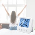 Miniatyrbild 3 av 5: Digital hygrometer termometer med inbyggd klocka, luftfuktighet, temperatur, 5 sekunders snabb uppdatering, bakgrundsbelysning och ℃/℉-funktion