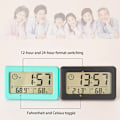 Miniatyrbillede 2 af 4: Indendørs digital LCD-bordur med termometer- og hygrometerfunktion, tyndt vægur, bordur, enkelt design