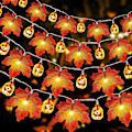Miniatyrbillede 1 af 4: Fe-lyskæder, 3 meter 20 LED ahornblade græskar dekoration fe-lyskæder, efterårsblad guirlande dekoration lys, Halloween dekoration