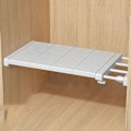 Miniatyrbillede 1 af 5: Udtrækkelig hyldedeler, teleskopisk garderobesystem hylde, vægmonteret opbevaringshylde til soveværelse, køkken, badeværelse, uden boring (48-80 cm)