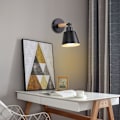 Miniatyrbild 5 av 5: En uppsättning av 2 moderna industriella metallvägglampor E27 Edison vindlampor Cafe Bar Korridor Matrum Sovrum (svart)(glödlampa ingår ej)