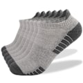 Miniatyrbillede 1 af 4: 6 par sneakersokker til kvinder og mænd, sportsokker med polstring, åndbare bomuldssokker (lysegrå, M39-42)