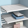 Miniatyrbillede 2 af 5: Udtrækkelig hyldedeler, teleskopisk garderobesystem hylde, vægmonteret opbevaringshylde til soveværelse, køkken, badeværelse, uden boring (48-80 cm)
