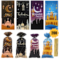 Miniatyrbilde 1 av 5: 200 stk  festposer, Ramadan-tema moské trykte mønster festgodteposer, gaveposer, med 105 vriddbare slips