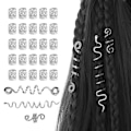 Miniatyrbild 1 av 4: 28 stycken Dreadlocks Smycken Hårspännen, Spiral Hårklämmor, Justerbara Metallmanschetter, Orm Dreadlock Hårklämma Hårklämma, Silver