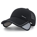 Miniatyrbillede 1 af 4: Sommer Solhat, Baseball Cap Kvinder og Mænd, Bred Skygge UV Beskyttelse, Indtrækkelig Skygge, Mesh Åndbar Fisker Cap Strandhat, Sort