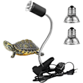 Miniatyrbillede 1 af 4: 2 UVA UVB 25W og 50W pærer, krybdyrlampe opvarmet skildpaddelampe med 360° roterende lang base til krybdyr og padder