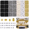 Miniatyrbillede 1 af 5: Perler til snøring, 5000+ perler sæt, lerperler, perler til at lave din egen armbånd med bogstaver, tal, kærlighedsperler (sort)