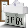 Fönstertermometer digital LCD hygrometer, självhäftande fönstertermometer för inom- och utomhusbruk
