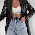 Miniatyrbilde 2 av 5: 1/2/3/5 Y2K Stil Rhinestone Belte Western Rhinestone Belte For Svart 105cm-FS1- Black 105cm 1 Pc