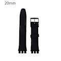 Pikkukuva 1 / 5: Silikoninen ranneke Swatchille 16/17/19/20 mm - Kestävä musta Black 20mm