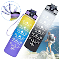 Miniatyrbild 10 av 11: 2-pack - 1 l vattenflaska med sugrör och timer Black