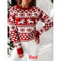 Miniatyrbillede 7 af 11: Kvinder julestrikket sweater julemandsprint trøje Red-FS4- Red S
