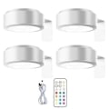 Miniatyrbilde 1 av 5: Veggmontert Trådløs Bildelampe med Fjernkontroll Dimbar Batteridrevet Justerbar 13-Fargers RGB Malingslampe - Perfekt white-X42- white 4pcs