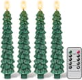 Flameless Taper Candles for Christmas Tree with Remote Control and Timer, LED Taper Candles with 3D Flame for Christmas Decoration-FS-
