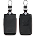 Miniatyrbild 1 av 5: Fodral Kompatibelt med Renault Smart Key 4-knapp (Endast Keyless Go) - Svart-Röd-Äkta Läder Bilnyckelfodral med Nyckelring-FS1-